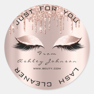 Sticker Rond Nom Beauté Lshes Drips Pink Gold Lashes Cleaner