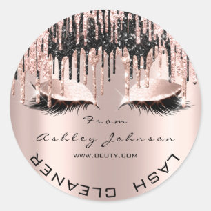 Sticker Rond Nom Beauté Lshes Drips Pink Gold Lashes Cleaner