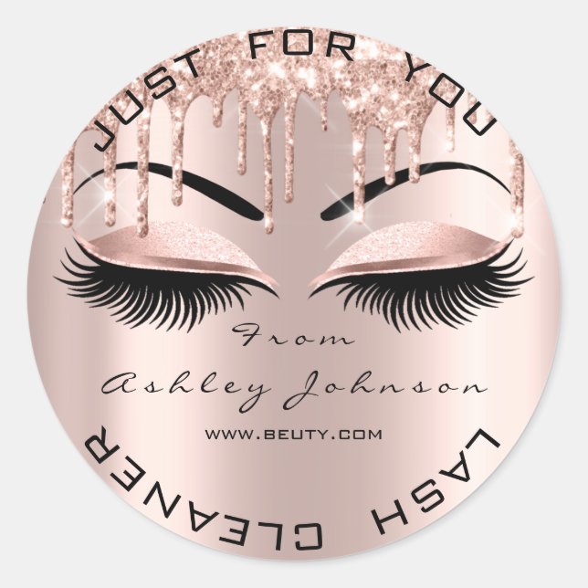 Sticker Rond Nom Beauté Lshes Drives Pink Brows Lashes Cleaner (Devant)