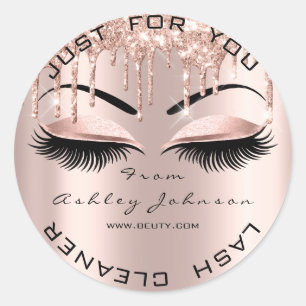 Sticker Rond Nom Beauté Lshes Drives Pink Brows Lashes Cleaner