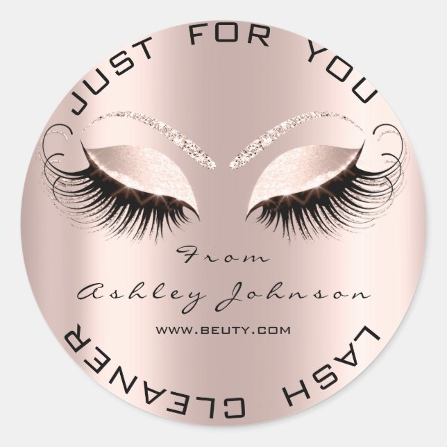 Sticker Rond Nom Beauté Maquillage Drivers Pink Gold Eyelash Cl (Devant)
