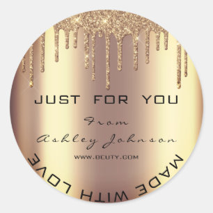 Sticker Rond Nom Beauté Salon Drives Gold Lashes Avec Amour