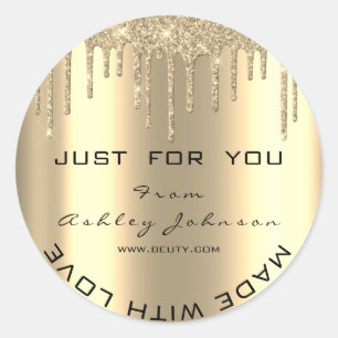 Sticker Rond Nom Beauté Salon Drives Or Fabriqué Avec Amour