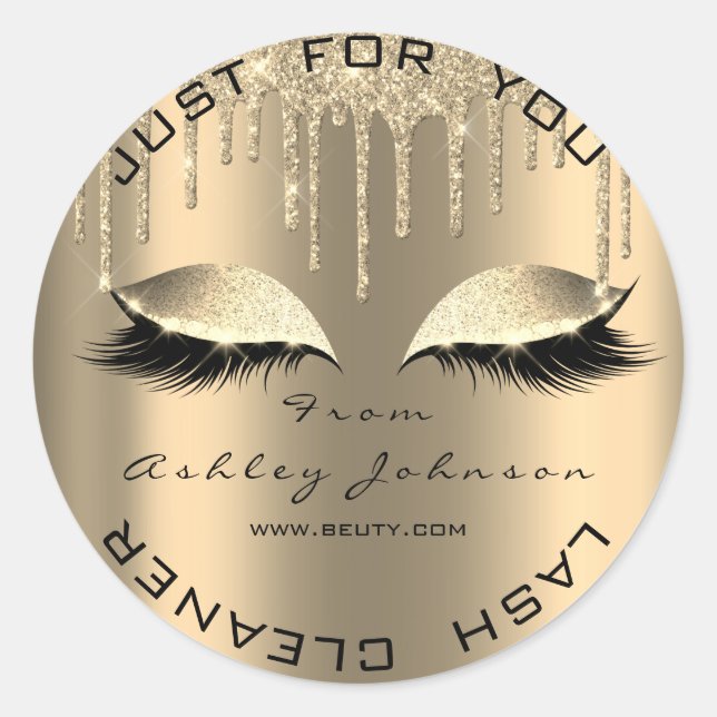 Sticker Rond Nom Beauté Salon Drives Sepia Gold Lashes Cleaner (Devant)