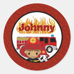 Sticker Rond Nom dalmatien #2 02A du FEU de camion de pompiers