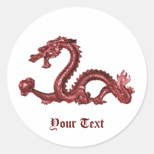 Sticker Rond Nom de dragon chinois personnalisé Design Fantasti