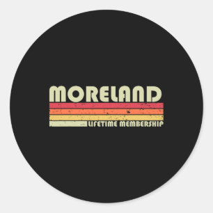 Sticker Rond Nom de famille Moreland Funny Retro Vintage Annive