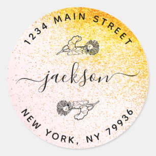 Sticker Rond Nom de famille personnalisé Modern Return Adresse