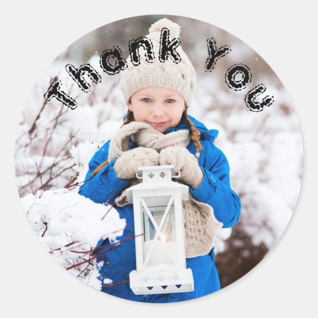 Sticker Rond Nom De Fille Anniversaire Et Merci Photo (Devant)