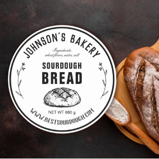 Sticker Rond Nom de la boulangerie Pain Sourbegh Pain Pain Pain