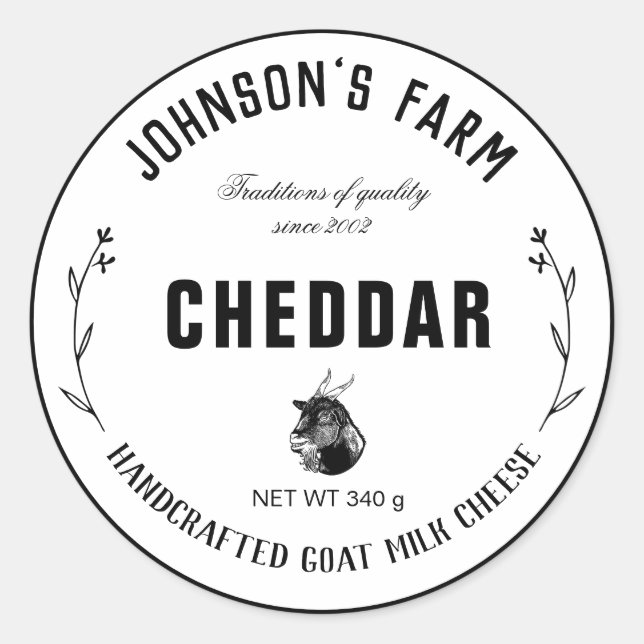 Sticker Rond Nom de la ferme | Wreath | Fromage au lait de chèv (Devant)