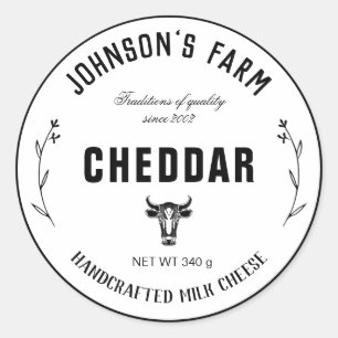 Sticker Rond Nom de la ferme Wreath Fromage au lait de vach