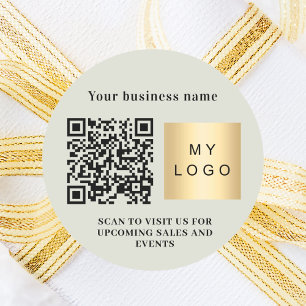 Sticker Rond Nom de l'entreprise sauge vert logo qr code