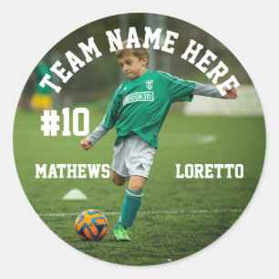 Sticker Rond Nom de l'équipe Joueur Numéro de photo et nom Foot