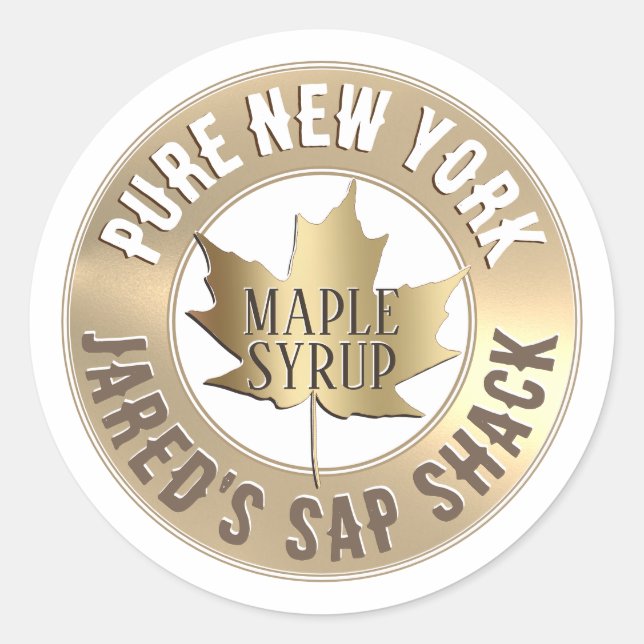 Sticker Rond Nom de l'État et de l'entreprise Maple Leaf Mini É (Devant)