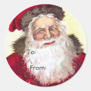 Sticker Rond Nom de Noël Vintage Tags