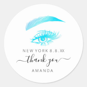 Sticker Rond Nom de remerciement Promotionnels Lashes Logo Blan