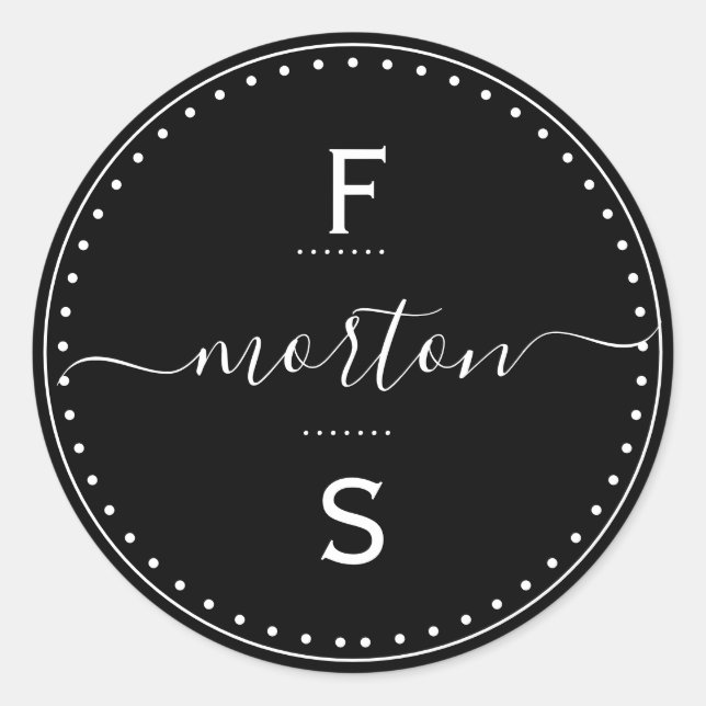 Sticker Rond Nom de script avec initiales (Devant)