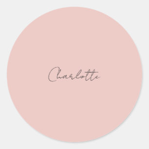 Sticker Rond Nom de script manuscrit minimaliste Rose Gold
