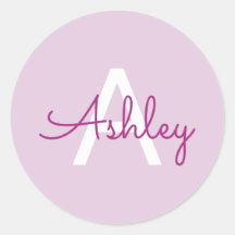 Nom de script & monogramme | Magenta & Violet clai