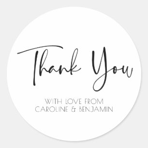 Sticker Rond Nom de script simple Merci noir et blanc 