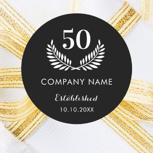 Sticker Rond Nom d'entreprise noir blanc établi