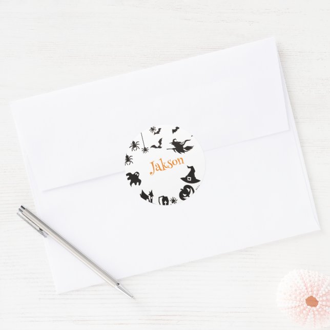 Sticker Rond Nom d'Halloween migre (Enveloppe)