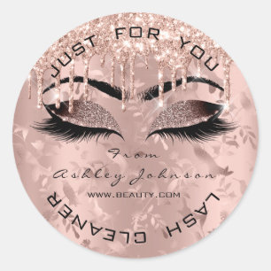 Sticker Rond Nom Drids Pink Gold Lashes Floral Birds