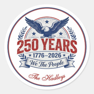 Sticker Rond Nom du 250e anniversaire de l'Amérique