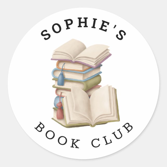 Sticker Rond Nom du club de livres Illustration des livres (Devant)