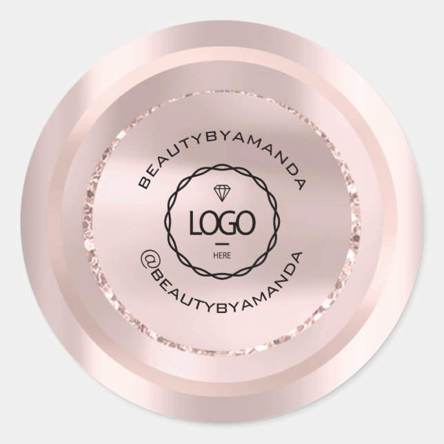 Sticker Rond Nom du logo Body Maquillage Packaging Rose Beauté (Devant)