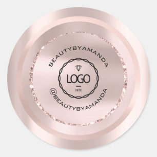 Sticker Rond Nom du logo Corps Maquillage Emballage Rose Beauté