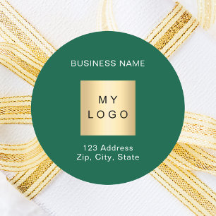 Sticker Rond Nom du logo de l'entreprise adresse verte