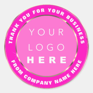 Sticker Rond Nom du logo Merci Web Gold Frame Berry rose