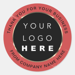 Sticker Rond Nom du logo Merci Web Shop Gold Rose Rouge