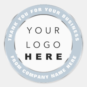 Sticker Rond Nom du logo Merci Web Shopping Argent gris bleu