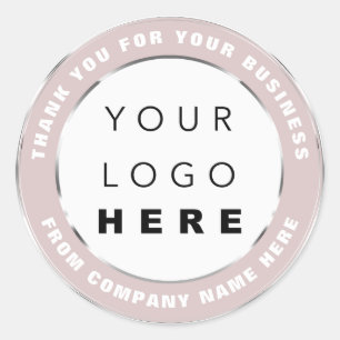Sticker Rond Nom du logo Merci Web Shopping Gris Silver Blush