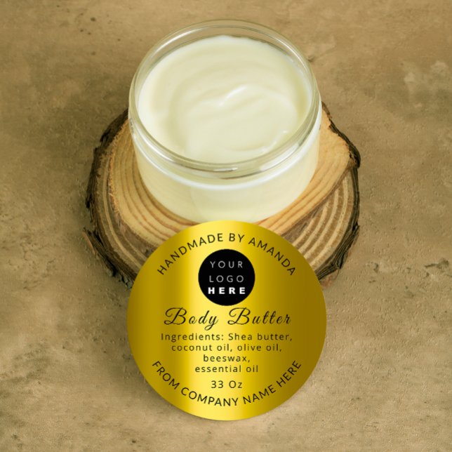 Sticker Rond Nom du logo personnalisé Corps Beurre Cosmétique m (Créateur téléchargé)