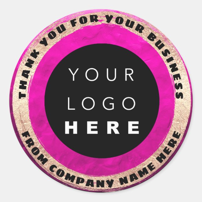 Sticker Rond Nom du logo personnalisé Sceau Golden Pink Logo Ca (Devant)