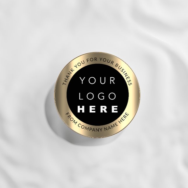 Sticker Rond Nom du logo personnalisé Web Golden Modern Merci (Créateur téléchargé)