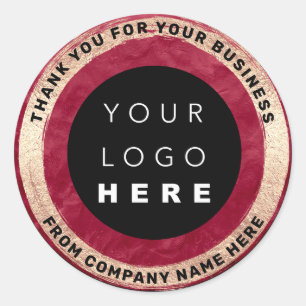 Sticker Rond Nom du logo personnalisé Web Seal Gold Red
