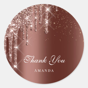 Sticker Rond Nom du Merci 16e Lecteurs d'or nuptiale Mariage Br