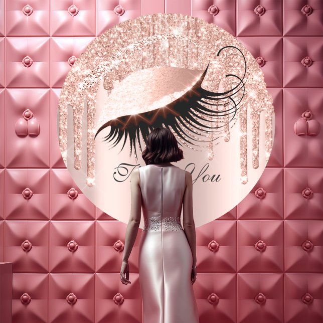 Sticker Rond Nom du Merci 16e Rose nuptiale Parties scintillant (Thank You Name 16th Bridal Rose Glitter Eyes Classic Round Sticker)