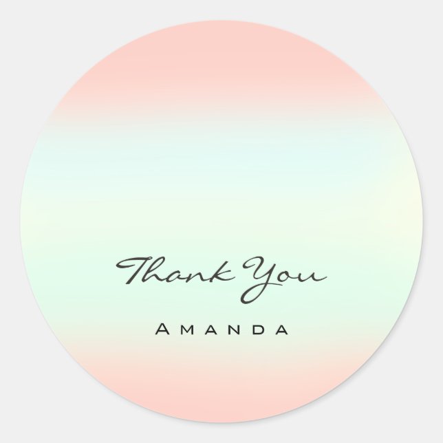 Sticker Rond Nom du Merci 16ème Maridal Blush Ombre Pastels (Devant)