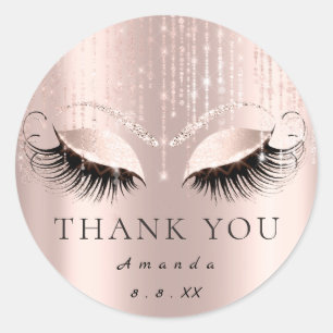 Sticker Rond Nom du Merci Date Rose Mariée Sweet 16e