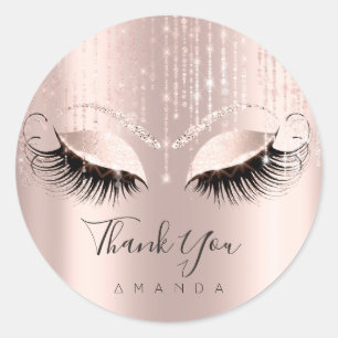 Sticker Rond Nom du Merci Eyelash Rose marié Sweet 16e