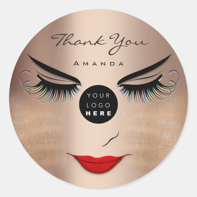 Sticker Rond Nom du Merci Eyelash Sweet 16th Rose Logo QrCode (Devant)