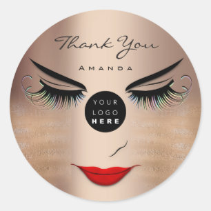 Sticker Rond Nom du Merci Eyelash Sweet 16th Rose Logo QrCode