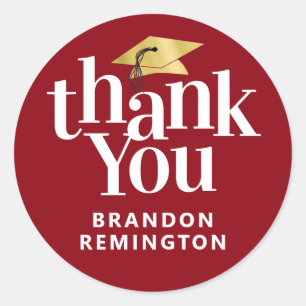 Sticker Rond Nom du MERCI Red Gold