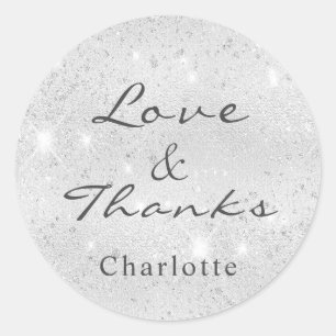Sticker Rond Nom du monogramme de la parties scintillant d'arge